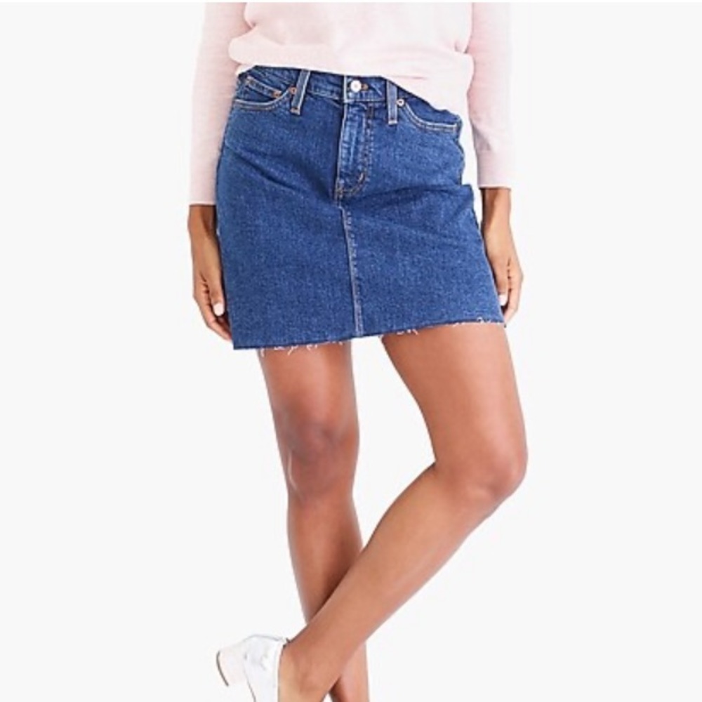 J crew mercantile Raw edge denim skirt